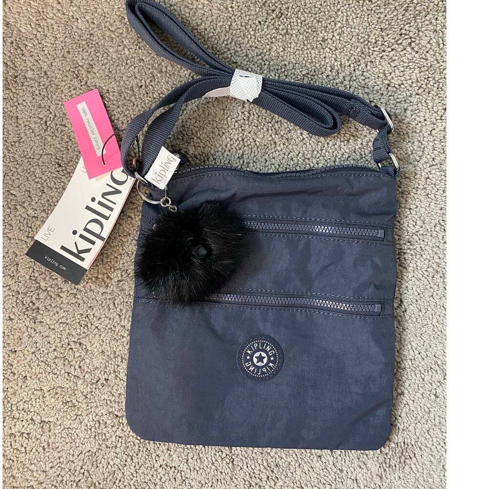 New Kipling Keiko Crossbody Bag Night Grey Adjustable Shoulder Purse